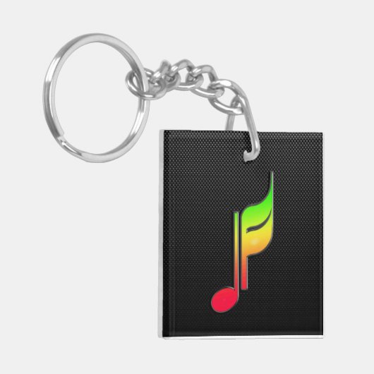 Gestroomlijnde muzieknotitie sleutelhanger (Voorkant Links)