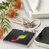 Gestroomlijnde muzieknotitie sleutelhanger (Voorkant Rechts)