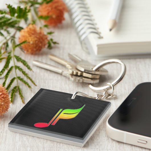 Gestroomlijnde muzieknotitie sleutelhanger (Voorkant Rechts)