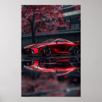 Gestroomlijnde rode Nissan GTR 2028 Concept Car Si