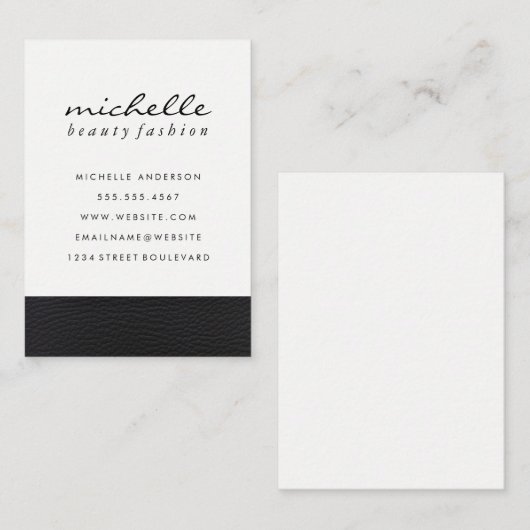 Gestroomlijnde sieraden van leder visitekaartje (Voorkant / Achterkant)