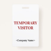 Gestroomlijnde "TIJDELIJKE VISITOR"-badge Badge (Achterkant)