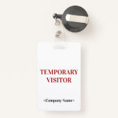 Gestroomlijnde "TIJDELIJKE VISITOR"-badge Badge (Achterkant met intrekbare)