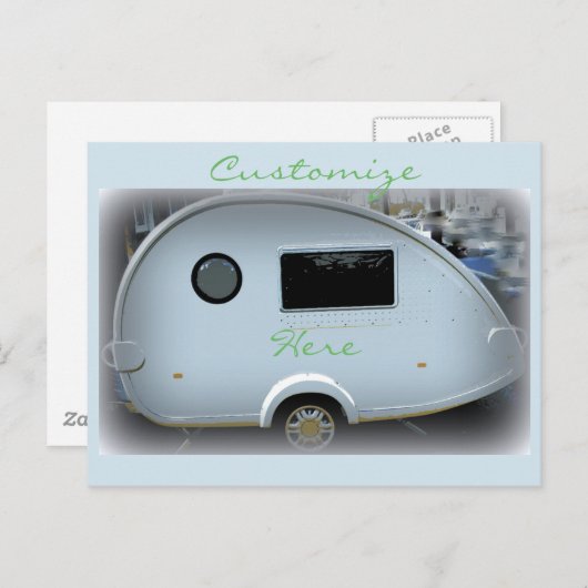 Gestroomlijnde trappenaanhangwagen met zigeunercar briefkaart (Voorkant / Achterkant)