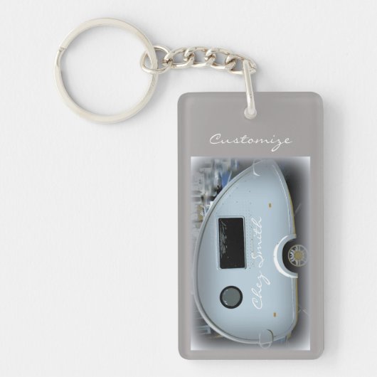 Gestroomlijnde trappenaanhangwagen met zigeunercar sleutelhanger (Voorkant)