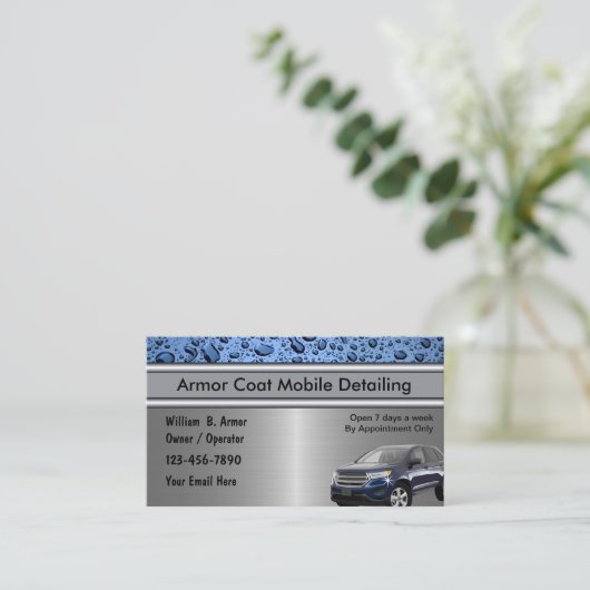 Gestroomlijnde Visitekaartjes voor autodetail (Staand voorkant)