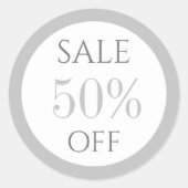 Gestroomlijnde witte en grijze winkel promotie ver ronde sticker (Voorkant)