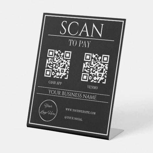 Gestroomlijnde zwarte 2 QR code zakelijke scan te  Reclamebord Met Voetstuk (Voorkant)