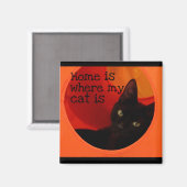 Gestroomlijnde zwarte kat met gouden ogen Koelkast Magneet (Voorkant / Achterkant)