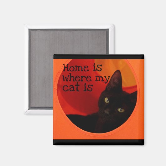 Gestroomlijnde zwarte kat met gouden ogen Koelkast Magneet (Voorkant / Achterkant)