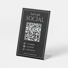 Gestroomlijnde zwarte QR code business scan me soc Reclamebord Met Voetstuk