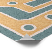 Gestructureerd Blauwgroen Beige Abstract Maze Art Poster (Hoek)