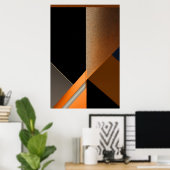 Gestructureerd Brons en Oranje Abstract Geometrisc Poster (Thuiskantoor)