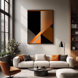 Gestructureerd Brons en Oranje Abstract Geometrisc Poster