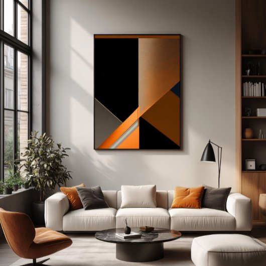 Gestructureerd Brons en Oranje Abstract Geometrisc Poster