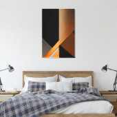 Gestructureerd Bronzen en Oranje Abstract Geometri Canvas Afdruk (Insitu (Slaapkamer))