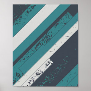 Gestructureerd diagonaal streepontwerp in Blauwgro Poster