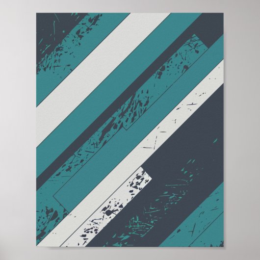 Gestructureerd diagonaal streepontwerp in Blauwgro Poster (Voorkant)