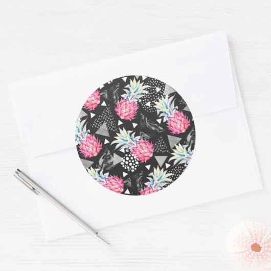 Gestructureerd driehoekspaneel ronde sticker (Envelop)