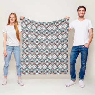 Gestructureerd geometrisch ruitpatroon. fleece deken