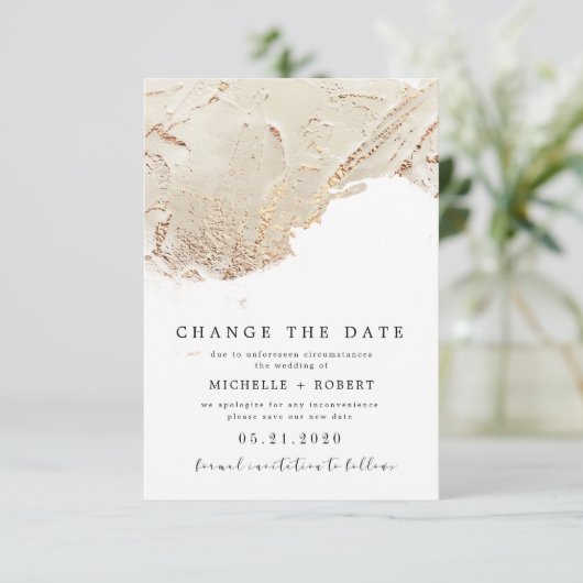 gestructureerd goud Foto Wijzigen Datum Kaart (Staand voorkant)