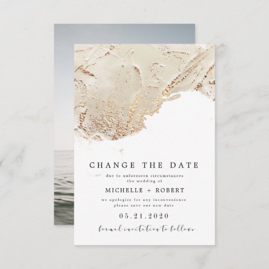 gestructureerd goud Foto Wijzigen Datum Kaart (Voorkant / Achterkant)