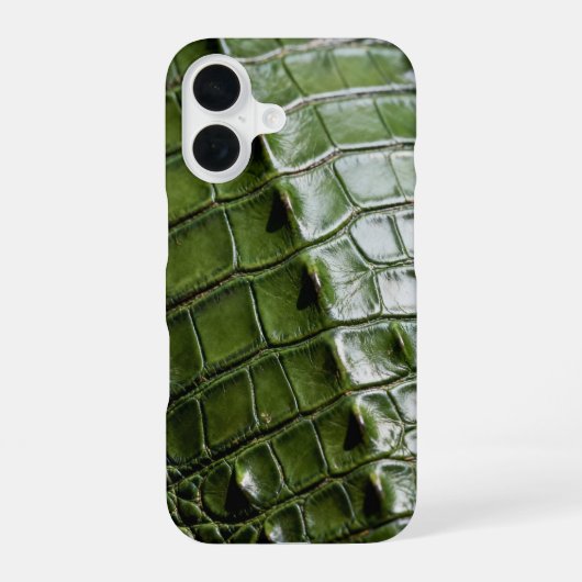 Gestructureerd groen krokodillenleer iPhone 16 hoesje (Achterkant)