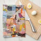 Gestructureerd papieren hart collage keukendoek theedoek (Quarter Fold)