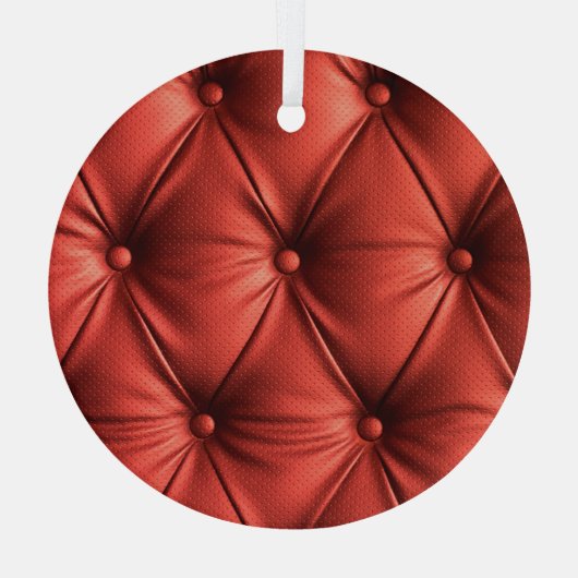 Gestructureerd rood leer: gedetailleerd materiaal  glas ornament (Achterkant)