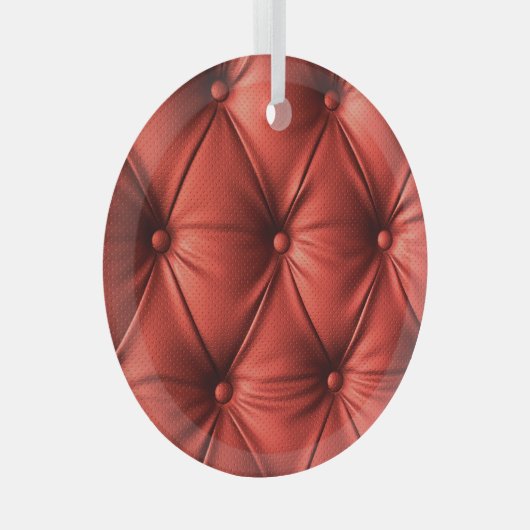 Gestructureerd rood leer: gedetailleerd materiaal  glas ornament (Voorkant Rechts)