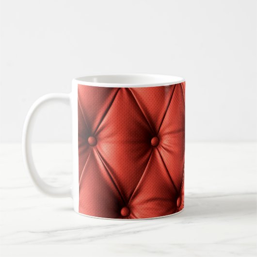 Gestructureerd rood leer: gedetailleerd materiaal  koffiemok (Links)