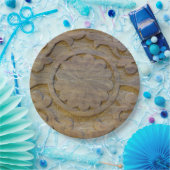 Gestructureerd Teakhouten Scroll-ontwerp Aangepast Papieren Bordje (Feest)