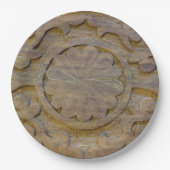 Gestructureerd Teakhouten Scroll-ontwerp Aangepast Papieren Bordje (Voorkant)