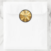 Gestructureerd zwart goud ronde sticker (Tas)