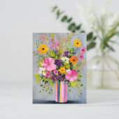 Gestructureerde bloemen in een vaas briefkaart (Staand voorkant)