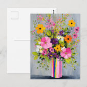 Gestructureerde bloemen in een vaas briefkaart (Voorkant / Achterkant)
