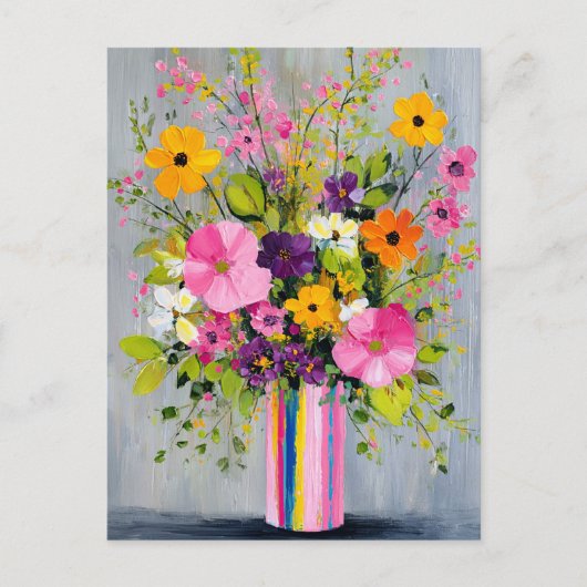 Gestructureerde bloemen in een vaas briefkaart (Voorkant)