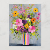 Gestructureerde Bloemen in een Vaas Briefkaart (Voorkant)