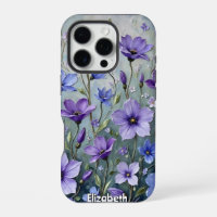 Gestructureerde bloemenschildering in blauwtinten