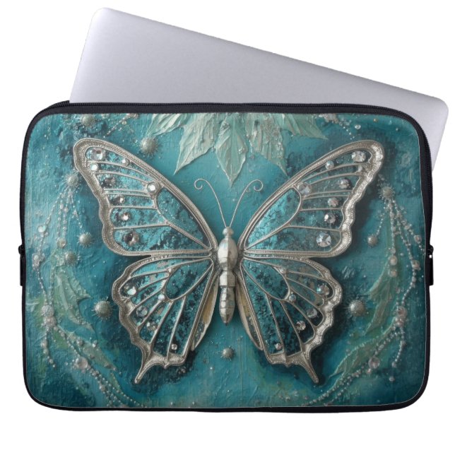 Gestructureerde bloemkunst – Zachte natuur bloemon Laptop Sleeve (Voorkant)