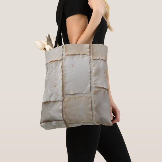 Gestructureerde handgemaakte papier platte lay tote bag (Dichtbij)