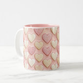 Gestructureerde harten Roze Valentijnsdag Tweekleurige Koffiemok (Voorkant links)