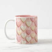 Gestructureerde harten Roze Valentijnsdag Tweekleurige Koffiemok (Links)