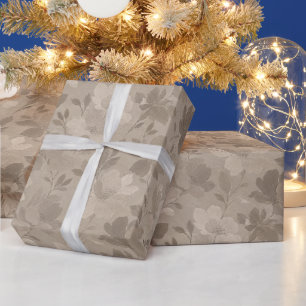 Gestructureerde Hedendaagse Bloem Silhouetten Cadeaupapier