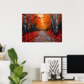 Gestructureerde herfstbos kunstprint voor een geze poster (Thuiskantoor)
