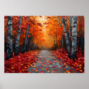 Gestructureerde herfstbos kunstprint voor een geze poster