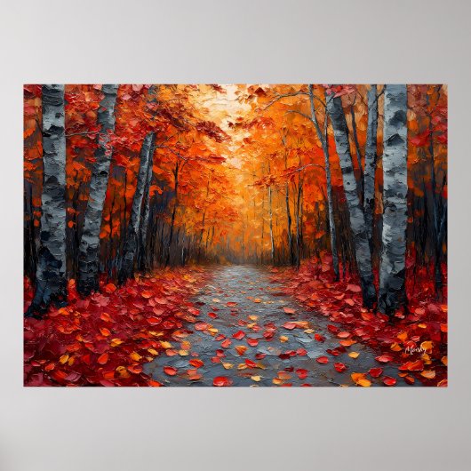 Gestructureerde herfstbos kunstprint voor een geze poster (Voorkant)