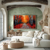 Gestructureerde herfstbos kunstprint voor een geze poster