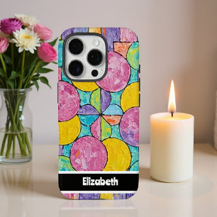 Gestructureerde Impasto geometrische cirkels smart iPhone 16 Pro Hoesje