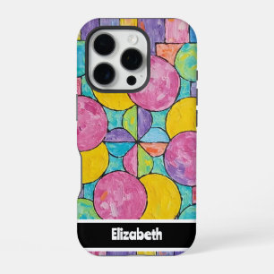 Gestructureerde Impasto geometrische cirkels smart iPhone 16 Pro Hoesje
